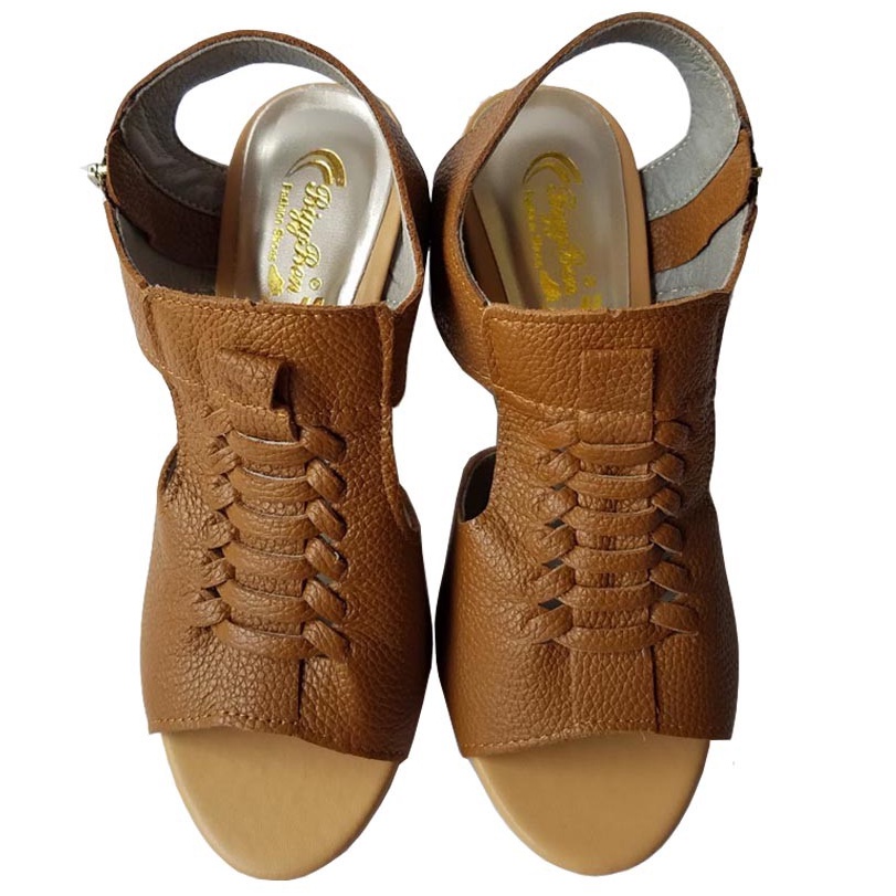 Giày Sandal Cao Gót Nữ BIGBEN Da Bò Thật GCG48