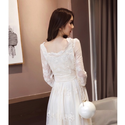 Váy ren cao cấp dáng dài hoa thêu cắt lazer đi biển đi dự tiệc đi làm hot trend 2022