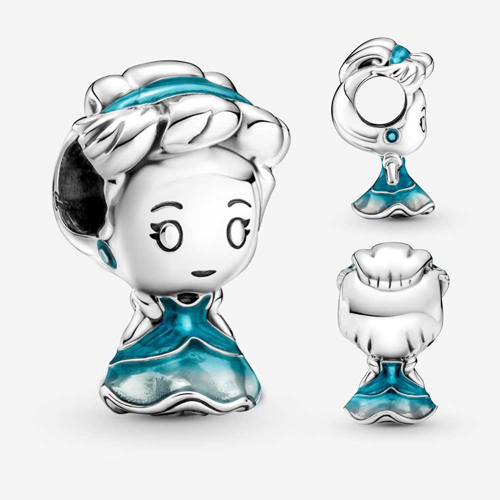 PANDORA Mặt Dây Chuyền Mạ Bạc Hình Công Chúa Disney Lấp Lánh