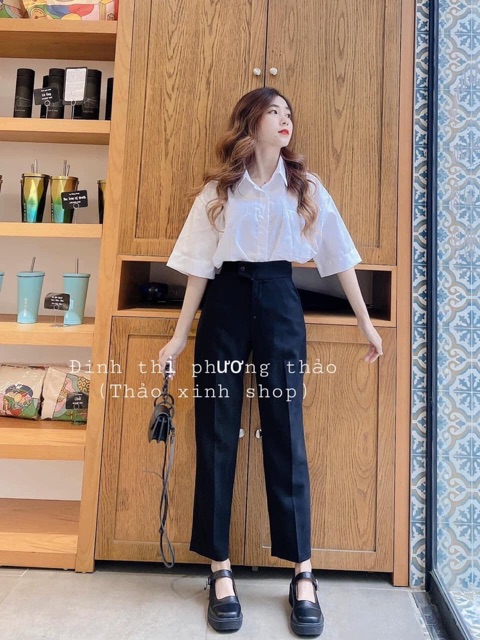 ÁO SƠ MI TRẮNG CỘC, TAY LỠ CÓ TÚI/ KHÔNG TÚI ULZANG FREESIZE