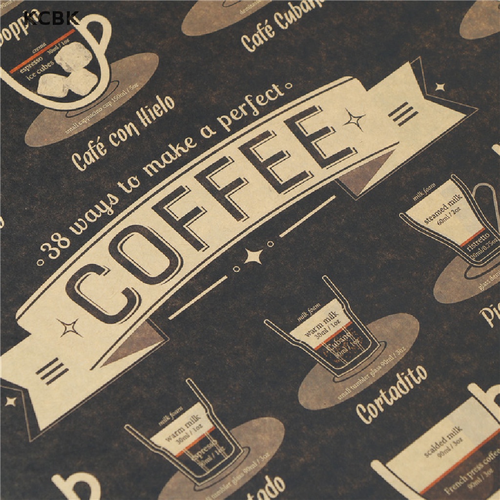 KC coffee cup bars kitchen drawing poster vintage poster retro wall sticker decor BK