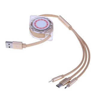 Cáp sạc dây rút 3 in 1 cổng Micro USB - Lightning - Type-C