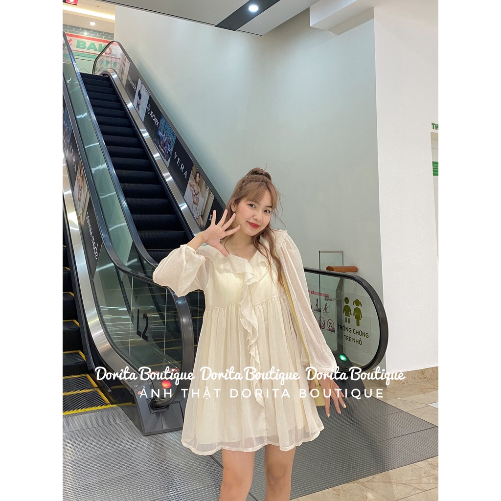 Váy áo babydoll voan tơ viền bèo Hàn Quốc, Váy áo voan tơ bèo rủ tiểu thư - Dorita Boutique