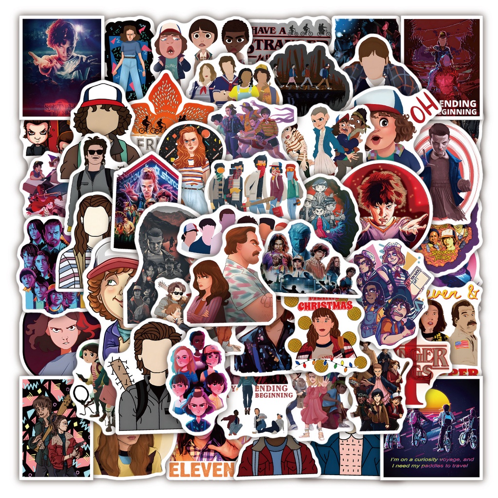 Bộ 10/50 Sticker Stranger Things Dán Trang Trí Laptop, Ván Trượt