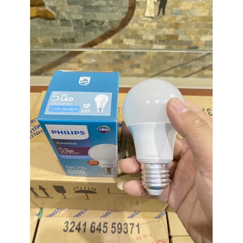 [ HÀNG CHÍNH HÃNG ][ GIÁ TỐT ][ HÌNH THẬT ] Bóng đèn LED Bulb Tròn Philips Essential 5W Ánh Sáng Trắng Vàng E27