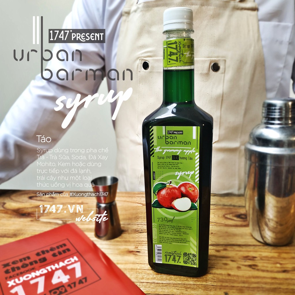 Urban Barman Syrup 1747 - Táo Xanh - 730ml - Siro