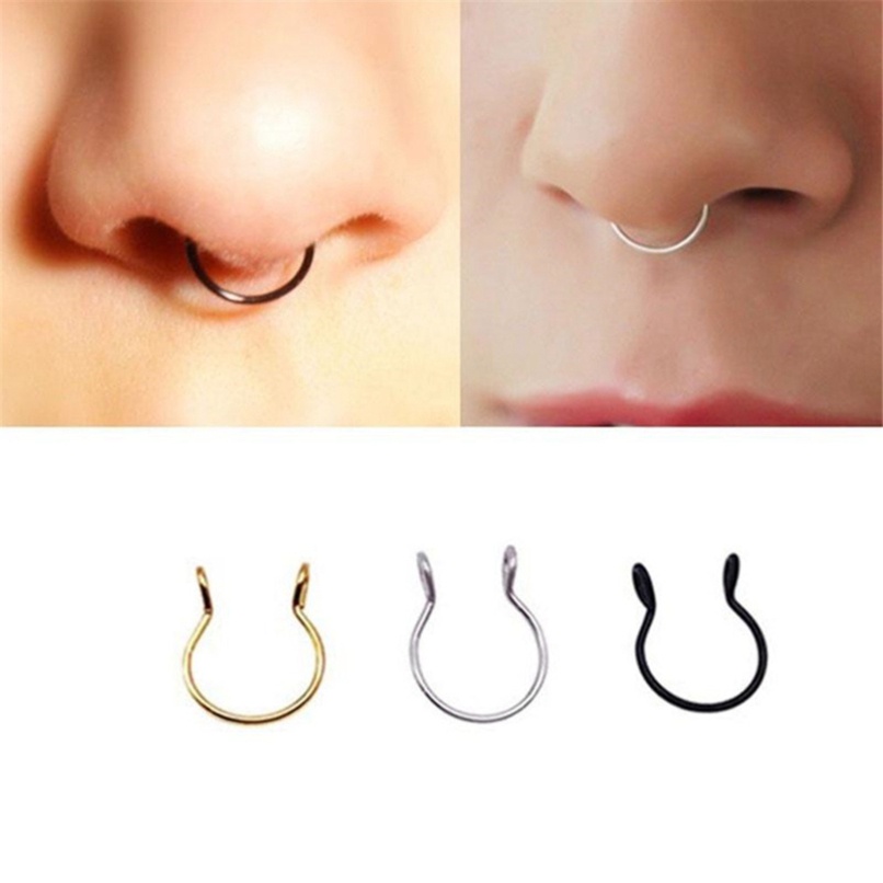 Khuyên Mũi Giả Thép Titan Hình Chữ U Mới
