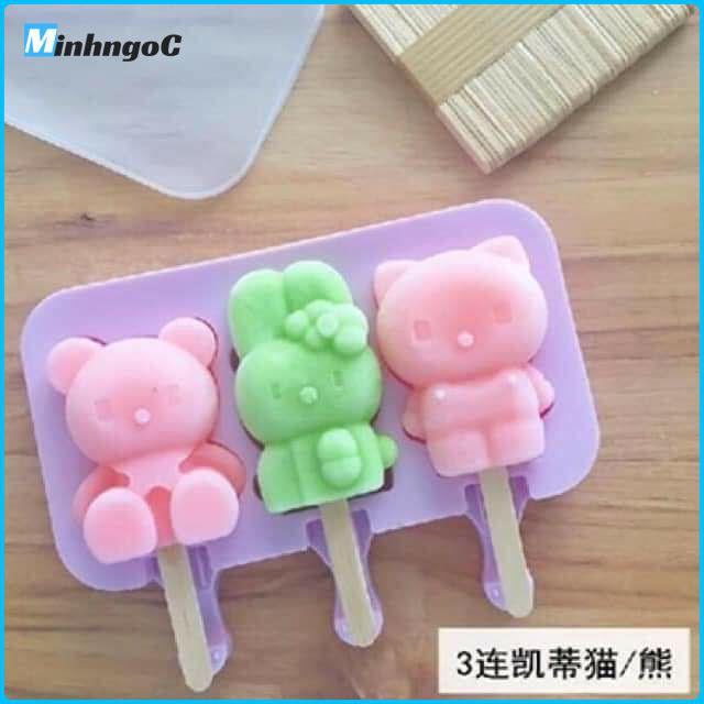 Khuôn làm kem silicon Tặng kèm 50 que làm kem hình cute có nắp đậy bằng nhựa  - Siêu Thị Minh Ngọc | BigBuy360 - bigbuy360.vn