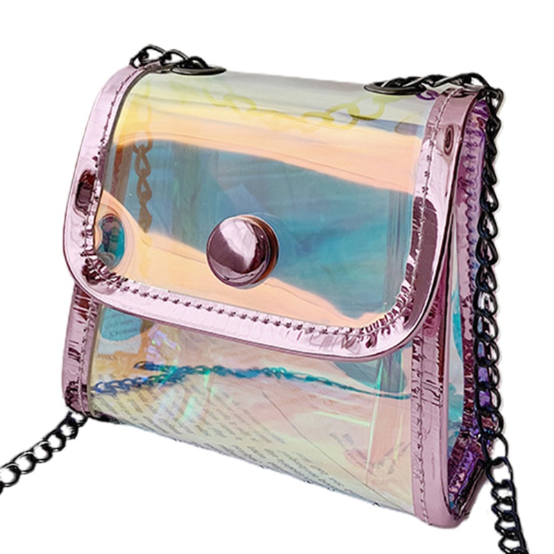 Túi Đeo Chéo Mini Trong Suốt Phối Dây Đeo Sợi Xích Thời Trang Cho Nữ