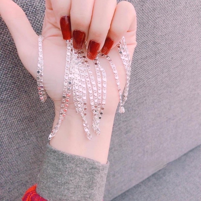 Dây chuyền bẹt phay nhẹ trẻ em, bạc đẹp s999 MAINOMI mã kèm quà tặng dây mè phay chuẩn bạc