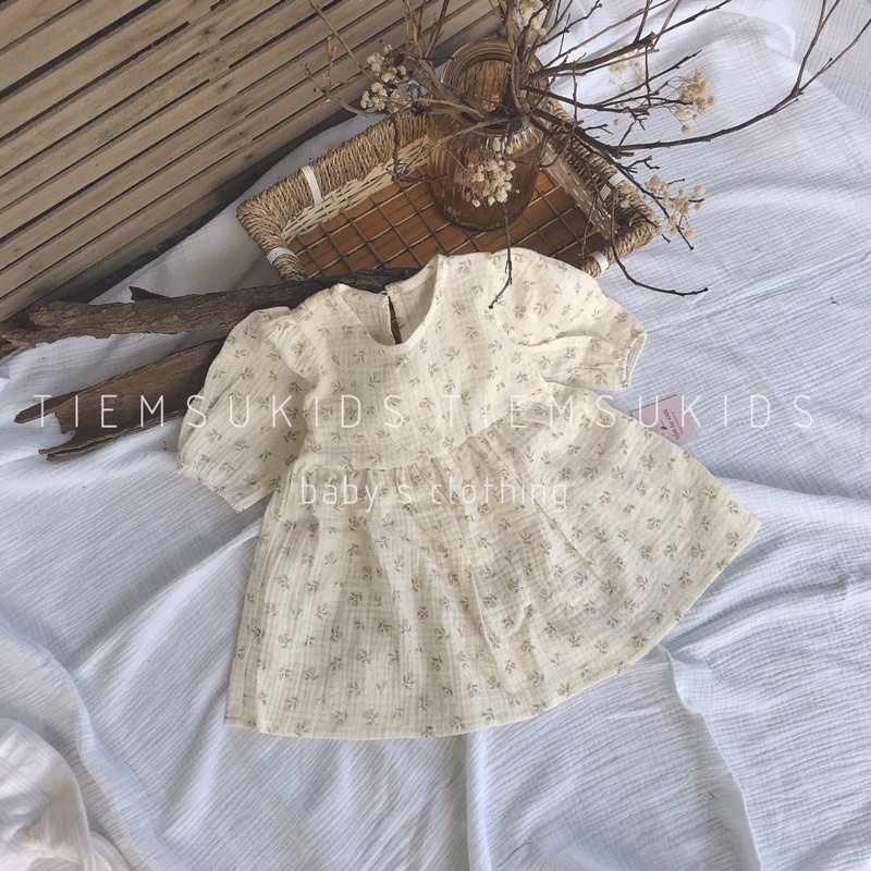 HÀNG THIẾT KẾ - Váy dài babydoll dài tay cho bé gái kèm turban