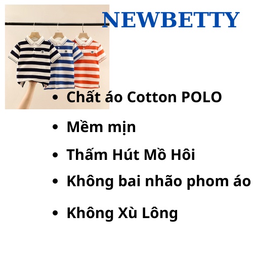 Áo Polo bé cho trai, gái. vải Cotton CVC, chuẩn form, sang chảnh. KẺ SỌC 4 màu . NEWBETTY