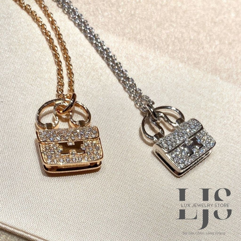 Dây chuyền nữ mạ bạc 925 không gỉ, vòng cổ nữ hình túi sách đính đá sang trọng LUX958