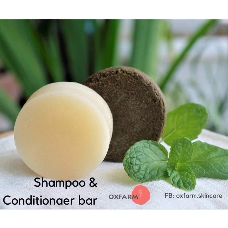 Set sản phẩm chăm sóc tóc cơ bản bánh dầu gội bồ kết và bánh dầu xả mật ong trứng gà Oxfarm chăm sóc tóc tự nhiên