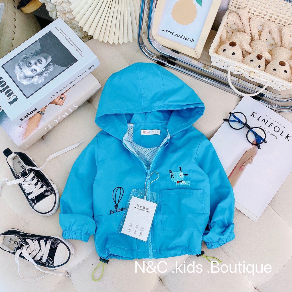 Áo khoác trẻ em,chống thấm, áo khoác gió 2 lớp áo gió cho bé, thêu hình rõ nét dễ thương,