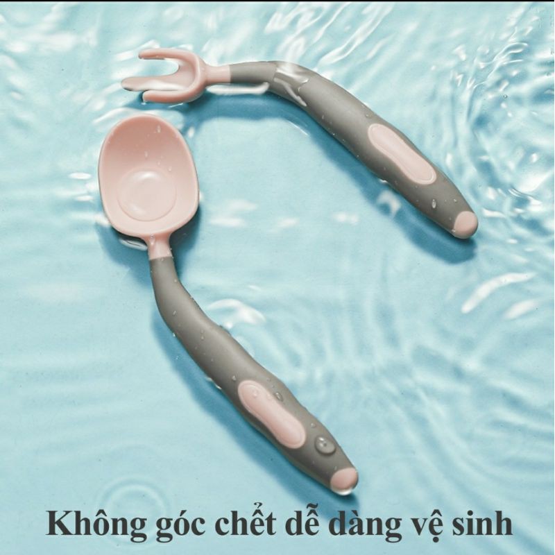 Thìa dĩa uốn cong cho bé tập ăn ( mẫu mới )