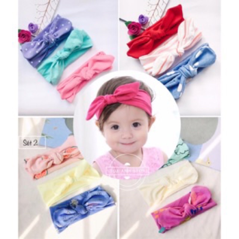 Set 3 Turban Băng đô cài tóc cho bé gái 0-3 tuổi