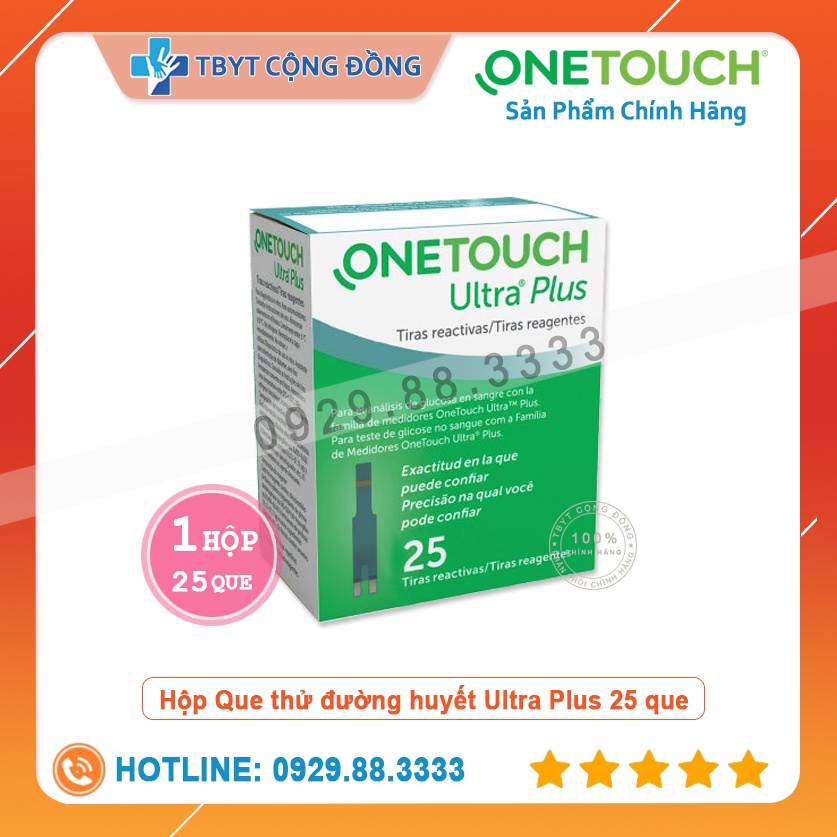 Que Thử Đường Huyết One Touch Ultra Plus Flex Hộp 25 Que, combo 75 que