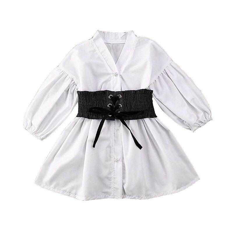 Đầm sơ mi cotton tay dài thời trang mùa xuân cho bé gái 4 5 6 7 8 9 10 11 tuổi 2021