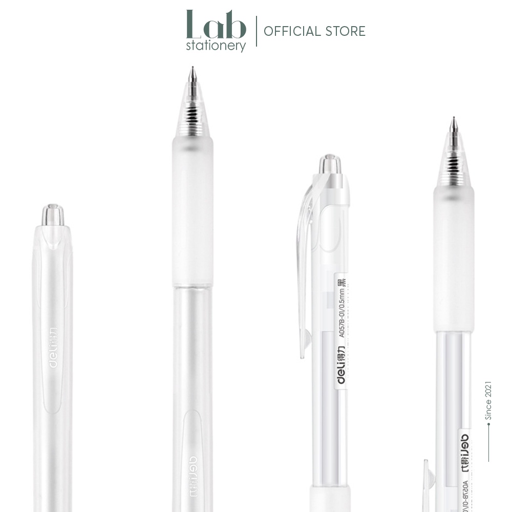 Bút A057b Mực Gel Labo Đầu Bấm Ngòi 0.5mm Vỏ Trong Suốt Có Ruột Thay Thế