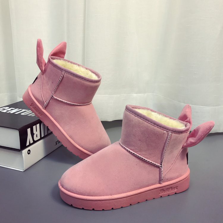 T1074 Boots lông da lộn tai thỏ đáng yêu lót dày ấm áp thu đông 2018