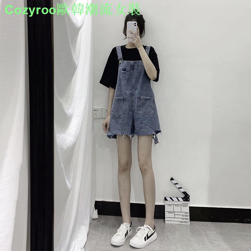 Jumpsuit Denim Ngắn Phong Cách Hàn Quốc Thời Trang Mùa Hè Dành Cho Nữ 2021