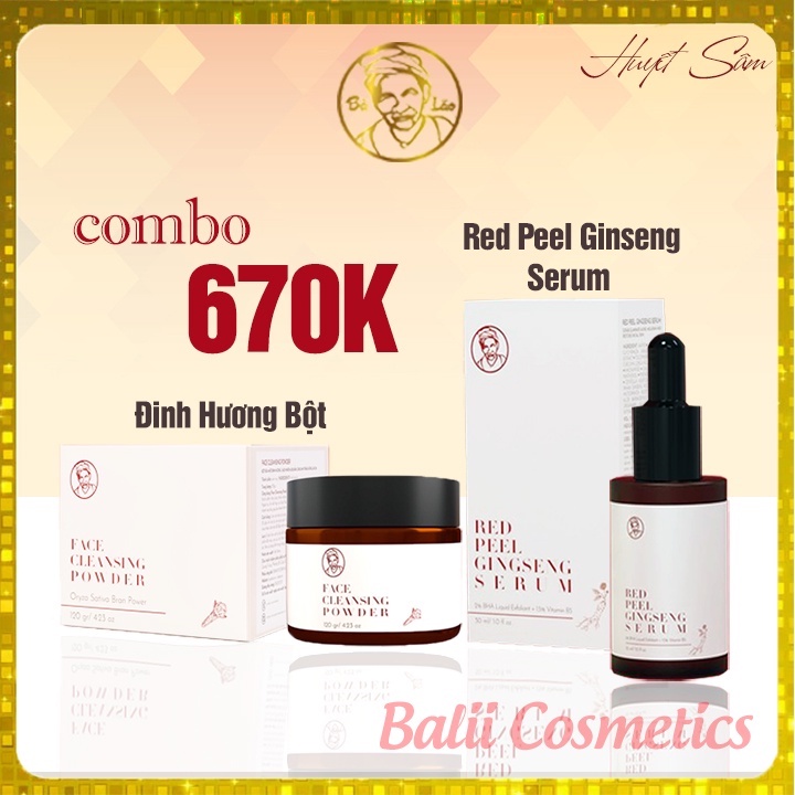 Combo tái tạo Bà Lão giảm mụn, sẹo, thâm, nám - red peel ginseng &amp; đinh hương bột ( mẫu mới )