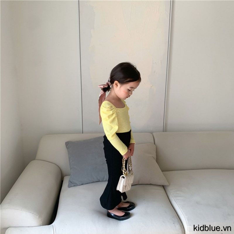 Áo Thun Dáng Ôm Co Giãn Màu Sắc Đơn Giản Dành Cho Bé Gái