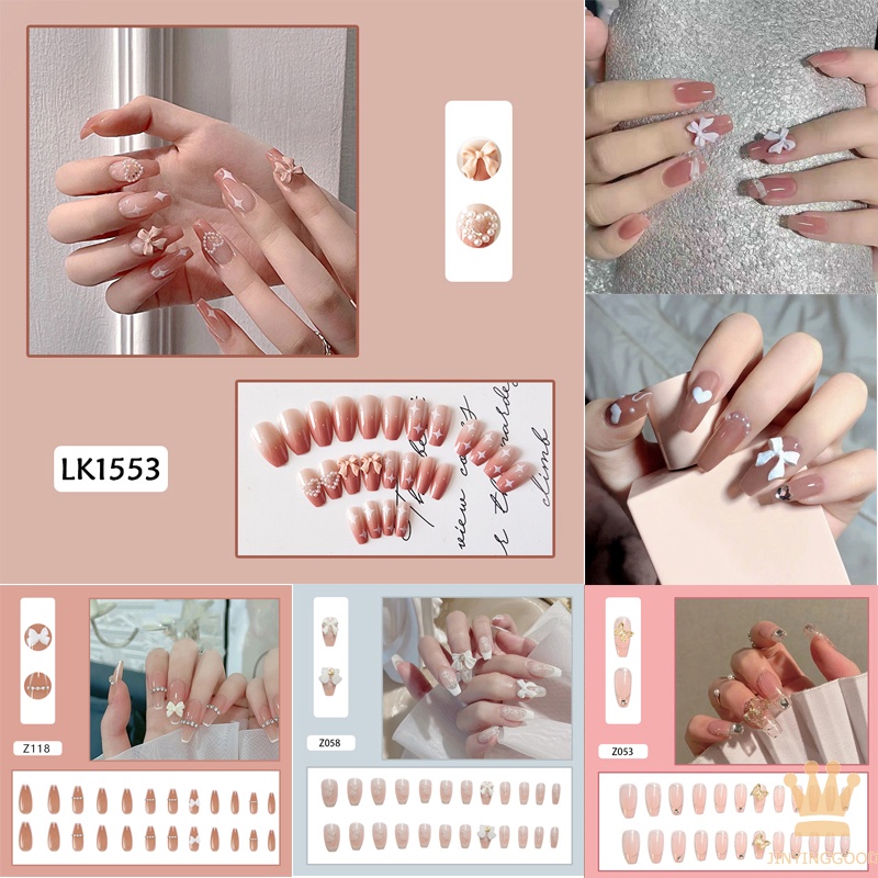 Set 24 móng tay giả hin nail Thời Trang Cho Nữ nail box