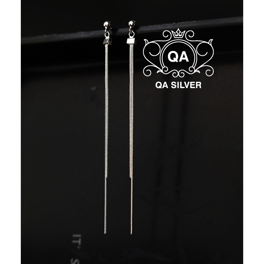 Khuyên tai bạc tua dài bông tai 2 sợi mảnh S925 CHAIN Silver Earrings QA SILVER EA200417