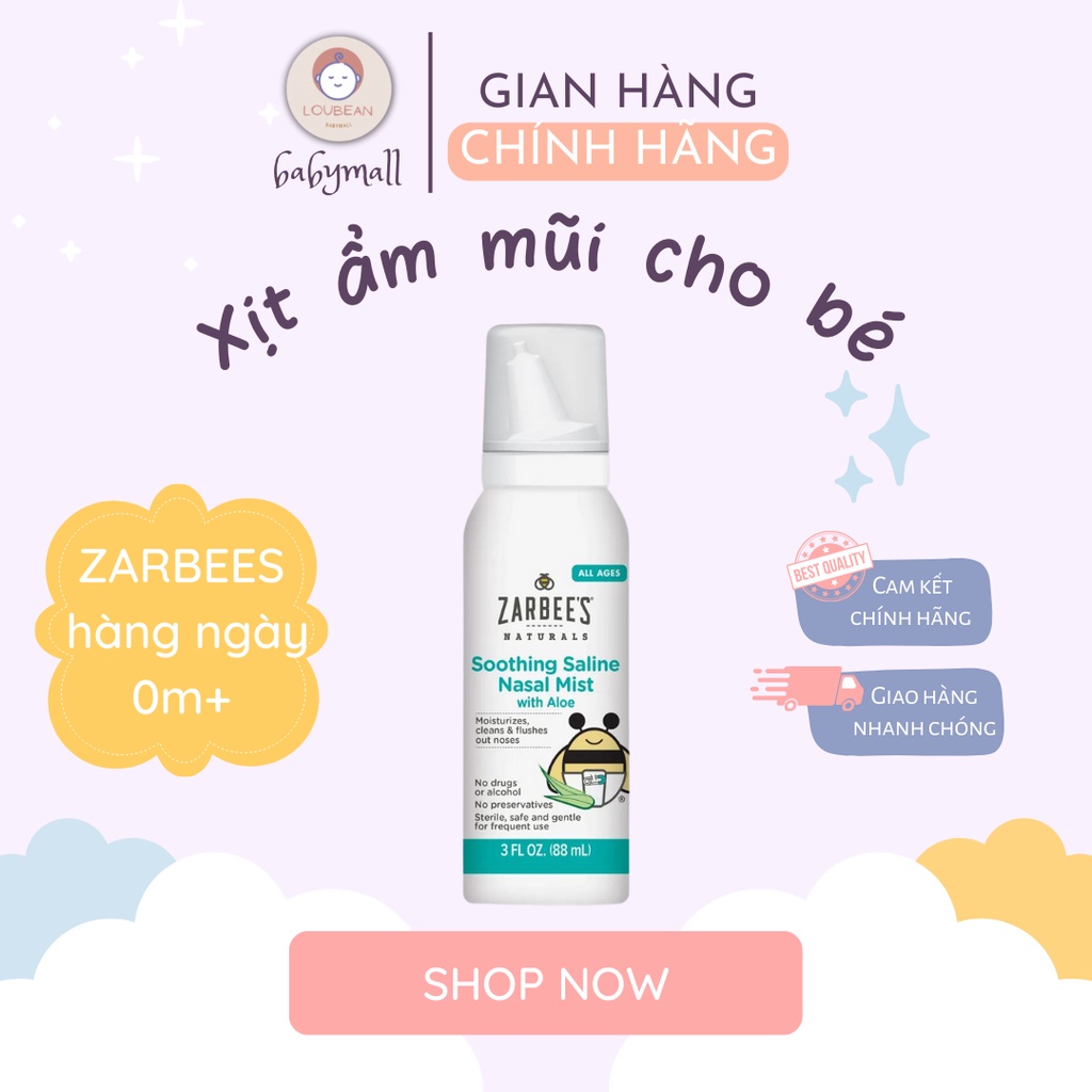 Xịt mũi lô hội Zarbees cho bé từ sơ sinh 88ml