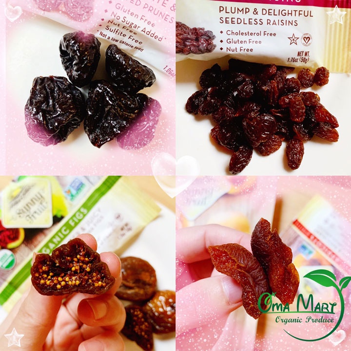 Trái cây sấy khô hữu cơ Sunny Fruit (nho, mận, mơ , sung..)