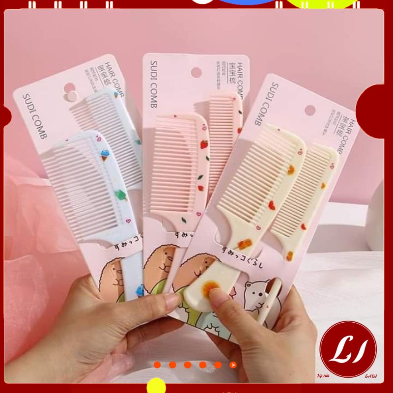 Set 2 Lược nhựa chải tóc nhỏ nhắn, tiện lợi-ND
