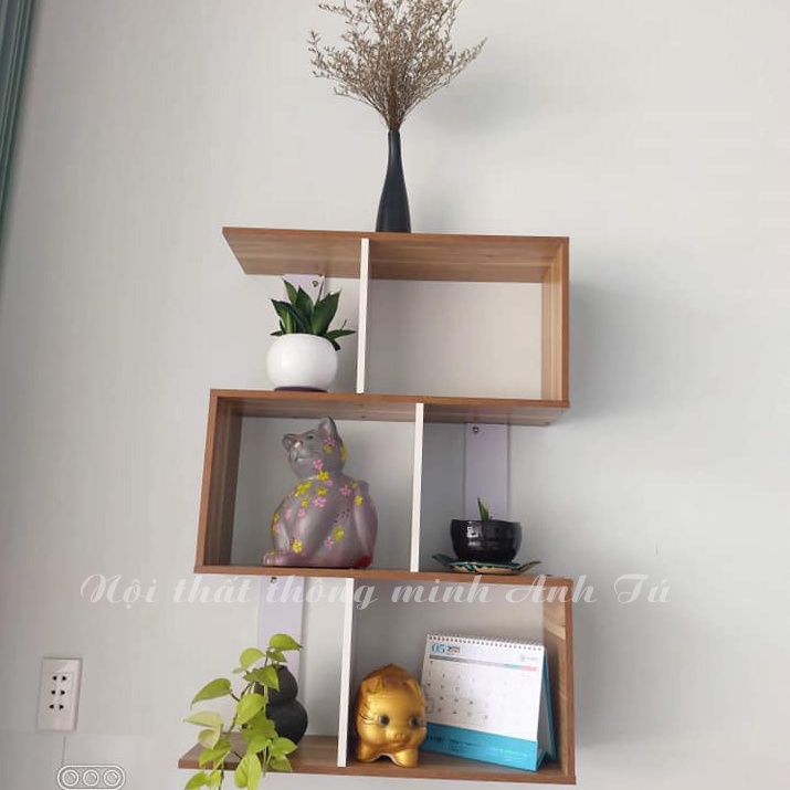 Kệ gỗ ziczac trang trí, kệ sách thông minh, cho ngôi nhà của bạn thêm phần sang trọng chất gỗ MDF, đã cải tiến chịu lực.