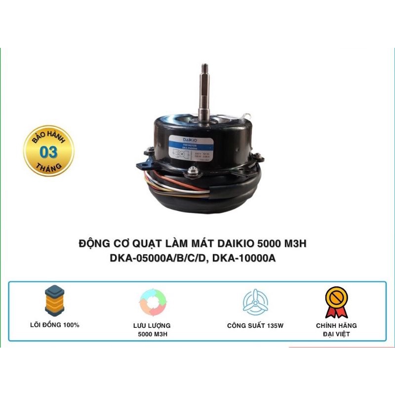 Motor, động cơ quạt hơi nước 120w TQ và 135w Daikio quay ngược chiều kim đồng hồ