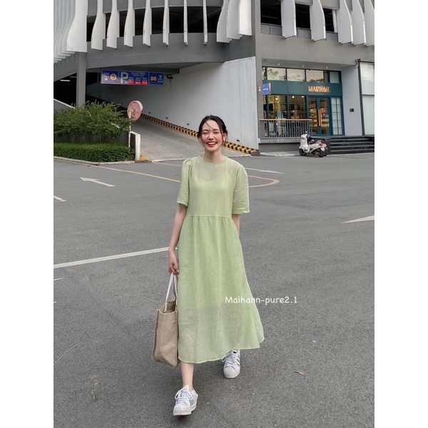 Váy babydoll suông dài nữ tính (tặng kèm váy 2 dây)