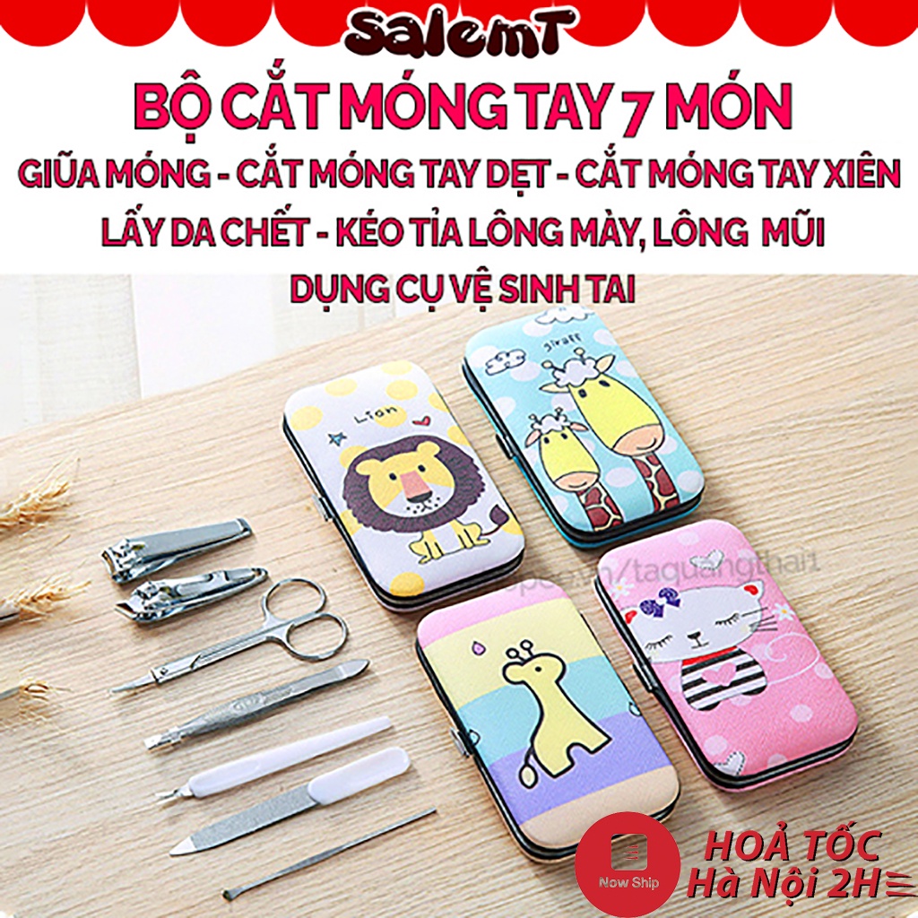 Bộ dụng cụ cắt móng tay 7 món chất liệu thép không gỉ dùng chăm sóc móng tại nhà nhỏ gọn cao cấp