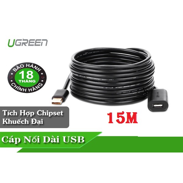 Cáp máy in USB 15m chính hãng Ugreen 10362 có IC khuếch đại