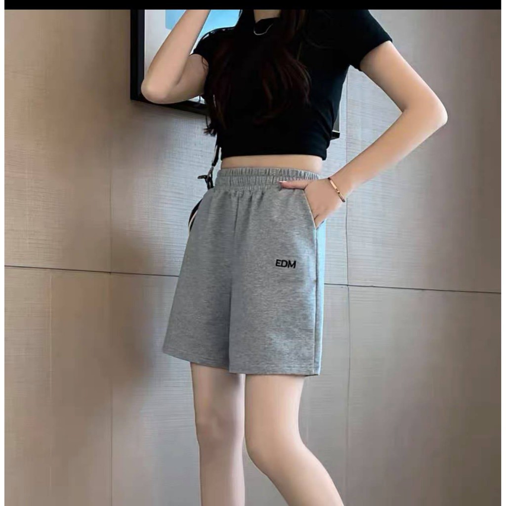 Quần short EDM cạp chun Unisex quần đùi thể thao nam nữ đi chơi chất thun mềm mát - VENUS