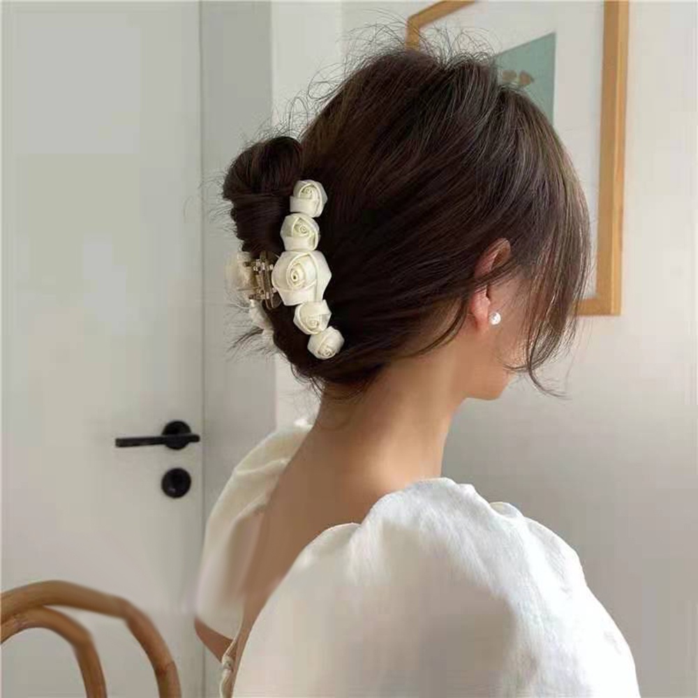 Kẹp Tóc Hình Hoa Màu Be Phong Cách Cổ Điển Thanh Lịch Dành Cho Nữ