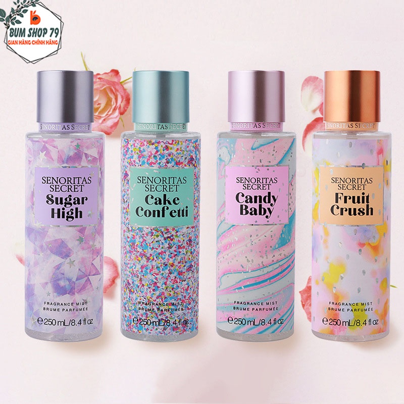 Xịt thơm toàn thân SENORITAS 4 mùi lưu hương lâu dài, Xịt thơm body siêu hot siêu thơm
