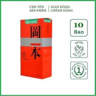 [Chính Hãng] Bao Cao Su cao cấp siêu mỏng Okamoto Strawberry hương dâu thương hiệu Nhật Bản (Hộp 10C, hộp 3C)