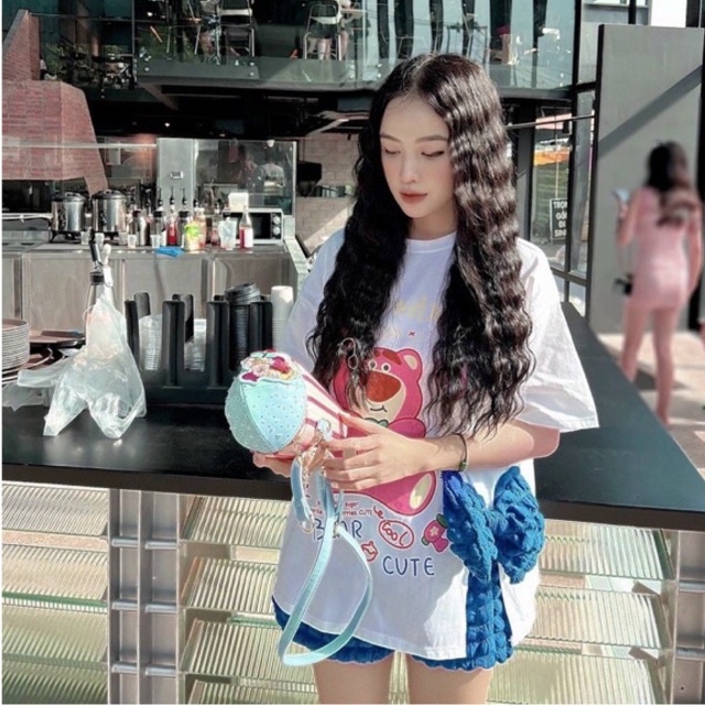 Set áo thun xẻ nơ quần bí xốp 2 lớp siêu xinh HÌNH THẬT