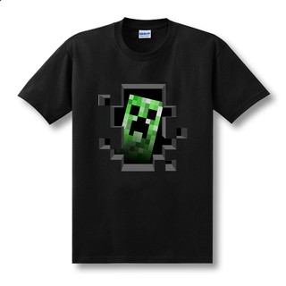 Áo thun minecraft in hình steve mặc giáp kim cương vs creeper  màu đỏ