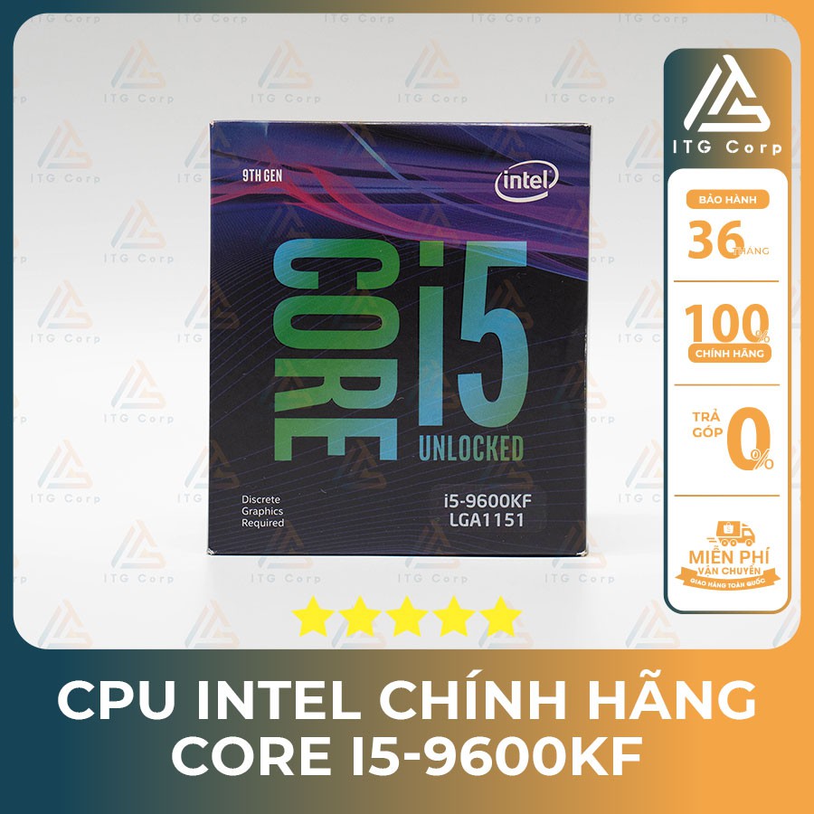 CPU Intel Core i5 9600KF BOX NK Bảo Hành 36 Tháng