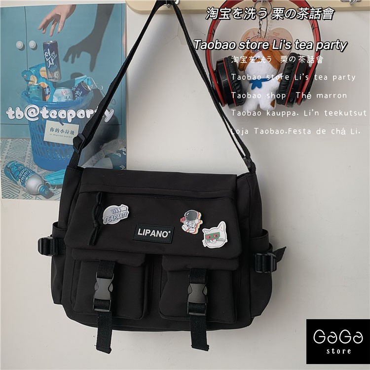 Túi tote đeo chéo unisex nam nữ, Túi chéo vải nữ. TV021 túi xéo vải 2 túi lipano