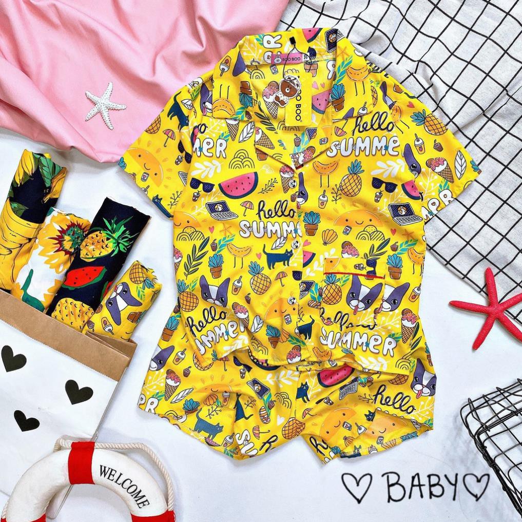 Đồ Bộ Pijama Cho Đội, Nhóm, Team - Mẫu Họa Tiết Đi Biển 2 Form M (&lt;60KG) và XL (&lt;85KG)