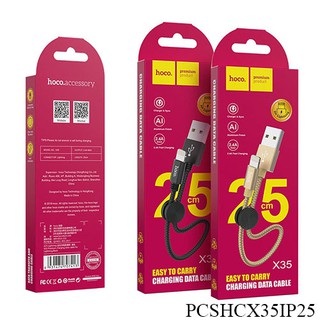 Cáp sạc nhanh hoco x35 25cm cho iphone dài 25cm dây dù - bh 12 tháng
