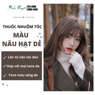 Thuốc Nhuộm Tóc Màu Nâu Hạt Dẻ Phù Hợp Mọi Tone Da - Tặng Oxy trợ dưỡng COLLAGEN TRÀ XANH 100ml