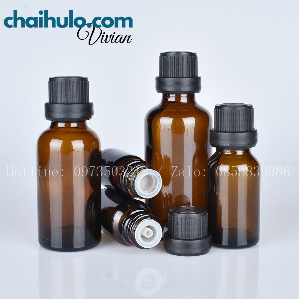 Combo 10 Vỏ chai đựng tinh dầu 20ml nhỏ giọt thân thuỷ tinh